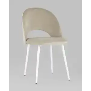 Стул Меган велюр бежевый белые ножки УТ000025585 Stool Group (Стул груп)