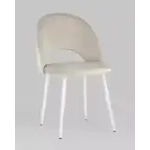 Стул Меган NEW велюр с ромбами бежевый белые ножки УТ000035473 Stool Group (Стул груп)