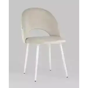 Стул Меган NEW велюр с ромбами бежевый белые ножки УТ000035473 Stool Group (Стул груп)