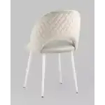 Стул Меган NEW велюр с ромбами бежевый белые ножки УТ000035473 Stool Group (Стул груп)