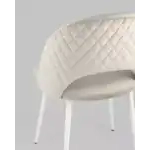 Стул Меган NEW велюр с ромбами бежевый белые ножки УТ000035473 Stool Group (Стул груп)