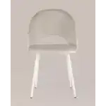 Стул Меган NEW велюр с ромбами бежевый белые ножки УТ000035473 Stool Group (Стул груп)