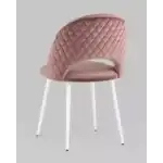 Стул Меган велюр с ромбами пыльно-розовый белые ножки УТ000025806 Stool Group (Стул груп)