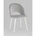 Стул Меган велюр с ромбами светло-серый белые ножки УТ000025808 Stool Group (Стул груп)