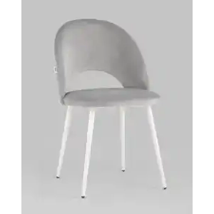 Стул Меган велюр с ромбами светло-серый белые ножки УТ000025808 Stool Group (Стул груп)