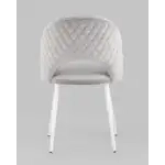 Стул Меган велюр с ромбами светло-серый белые ножки УТ000025808 Stool Group (Стул груп)