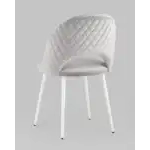 Стул Меган велюр с ромбами светло-серый белые ножки УТ000025808 Stool Group (Стул груп)