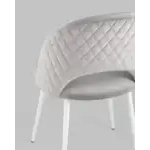 Стул Меган велюр с ромбами светло-серый белые ножки УТ000025808 Stool Group (Стул груп)