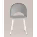 Стул Меган велюр с ромбами светло-серый белые ножки УТ000025808 Stool Group (Стул груп)
