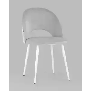 Стул Меган велюр светло-серый белые ножки УТ000025584 Stool Group (Стул груп)