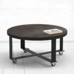 Стол журнальный round crosstripe фанера-винтажный черный ARCHPOLE