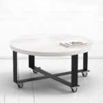 Стол журнальный round crosstripe фанера-винтажный белый ARCHPOLE