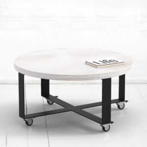 Стол журнальный round crosstripe фанера-винтажный белый ARCHPOLE