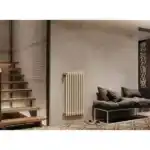 Трубчатый радиатор с круглой трубой 32 мм GUARDO TORRE 3D 1300 мм высотой, 82 мм шириной, 2 секции, боковое подключение, 3D-1300-02 BK-VER R9016(M) белый матовый