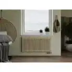 Трубчатый радиатор с круглой трубой 32 мм GUARDO TORRE 3D 600 мм высотой, 82 мм шириной, 2 секции, боковое подключение, 3D-0600-02 BK-VER R9016(M) белый матовый