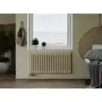 Трубчатый радиатор с круглой трубой 32 мм GUARDO TORRE 3D 700 мм высотой, 82 мм шириной, 2 секции, боковое подключение, 3D-0700-02 BK-VER R9016(M) белый матовый
