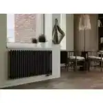 Трубчатый радиатор с круглой трубой 32 мм GUARDO TORRE 3D 500 мм высотой, 82 мм шириной, 2 секции, боковое подключение, 3D-0500-02 BK-VER R9016(M) белый матовый