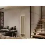 Трубчатый радиатор с круглой трубой 32 мм GUARDO TORRE 3D 1500 мм высотой, 82 мм шириной, 2 секции, боковое подключение, 3D-1500-02 BK-VER R9016(M) белый матовый