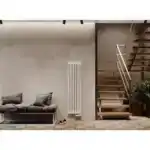 Трубчатый радиатор с круглой трубой 32 мм GUARDO TORRE 3D 1600 мм высотой, 82 мм шириной, 2 секции, боковое подключение, 3D-1600-02 BK-VER R9016(M) белый матовый