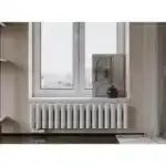 Трубчатый радиатор с круглой трубой 60 мм GUARDO TORRE 6D 300 мм высотой, 139 мм шириной, 2 секции, боковое подключение, 6D-0300-02 BK-VER R9016(M) белый матовый