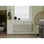 Трубчатый радиатор с круглой трубой 60 мм GUARDO TORRE 6D 500 мм высотой, 139 мм шириной, 2 секции, боковое подключение, 6D-0500-02 BK-VER R9016(M) белый матовый