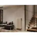 Трубчатый радиатор с круглой трубой 60 мм GUARDO TORRE 6D 1000 мм высотой, 139 мм шириной, 2 секции, боковое подключение, 6D-1000-02 BK-VER R9016(M) белый матовый