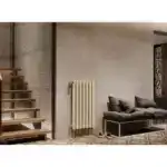Трубчатый радиатор с круглой трубой 60 мм GUARDO TORRE 6D 1300 мм высотой, 139 мм шириной, 2 секции, боковое подключение, 6D-1300-02 BK-VER R9016(M) белый матовый