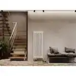 Трубчатый радиатор с круглой трубой 60 мм GUARDO TORRE 6D 1400 мм высотой, 139 мм шириной, 2 секции, боковое подключение, 6D-1400-02 BK-VER R9016(M) белый матовый