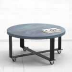 Стол журнальный round crosstripe фанера-винтажный синий ARCHPOLE