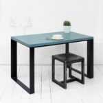 Стол обеденный metalstripe фанера-винтажный синий ARCHPOLE