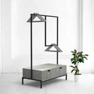 Рейл для одежды с ящиком минимализм c фанера-винтажный серый ARCHPOLE