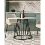 Стол обеденный Ливерпуль 110*110 белый мрамор черная ножка УТ000038564 Stool Group