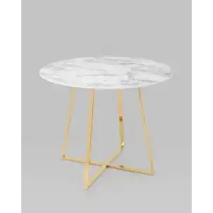 Стол обеденный Дакота 100*100 белый мрамор ножки золото УТ000036110 Stool Group