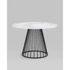Стол обеденный Ливерпуль 110*110 белый мрамор черная ножка УТ000038564 Stool Group