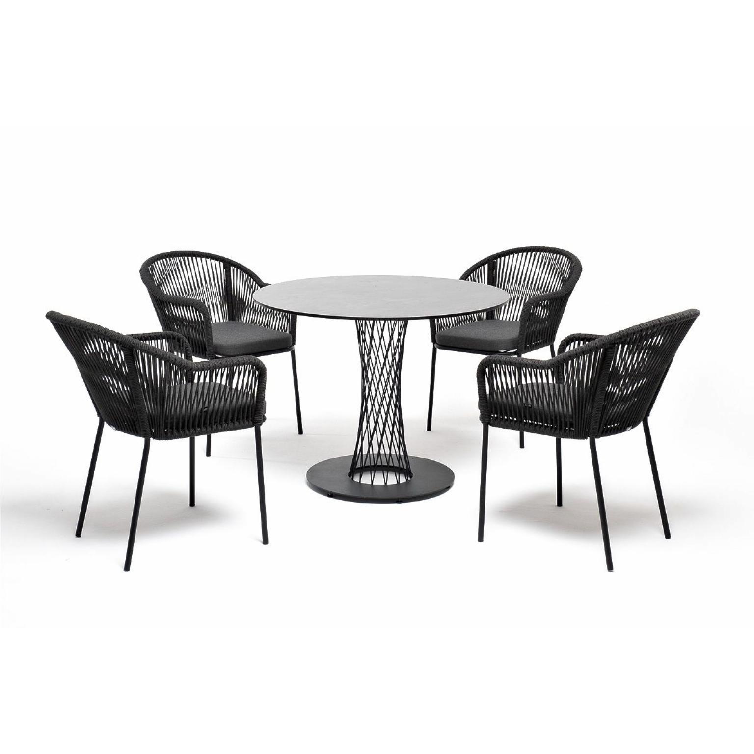 Лион обеденная группа на 4 персоны со стульями лион темно-серый