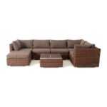 Лунго модуль диванный прямой с подушками, цвет коричневый YH-C1032W brown