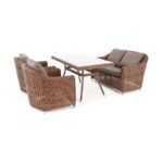 Кон Панна обеденная группа плетеная, цвет коричневый KPS2C2T-4-SET brown