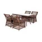 Латте–140 L обеденная группа плетеная, цвет коричневый LCL4T-5-SET brown