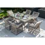 Латте обеденная группа плетеная, цвет бежевый LC6T-7-SET beige