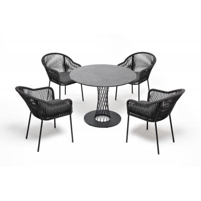 Круглый стол серый гранит lio-cl4t1-5-set d-gray