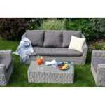 Фабриция лаунж-зона из искусственного ротанга, цвет серый FS3C2T-4-SET gray