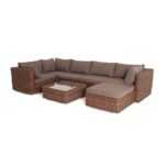 Лунго плетеная оттоманка с подушкой, цвет коричневый YH-S4019W-1 brown