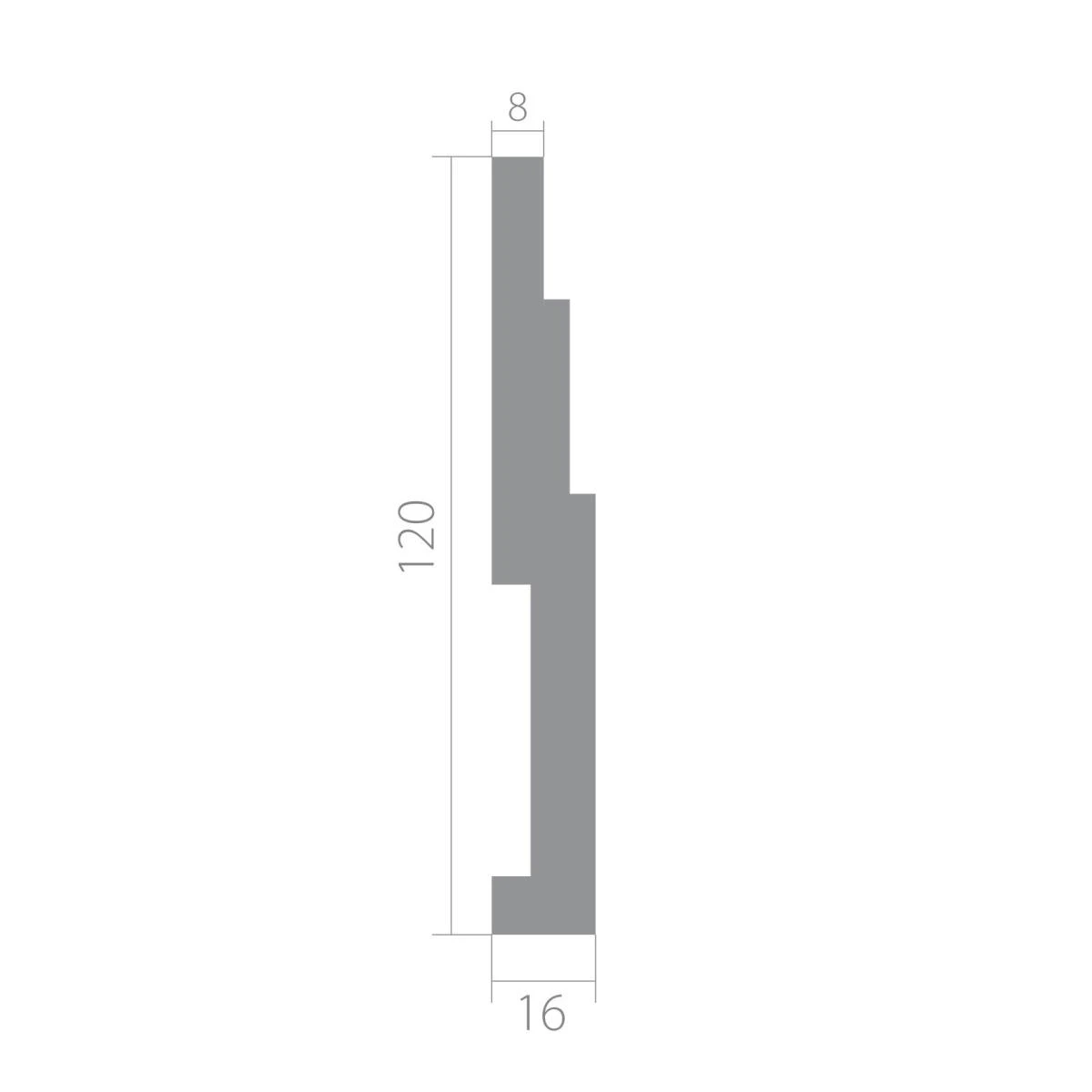 Плинтус Ultrawood арт. Base 1216 i (2000 х 120 х 16 мм)