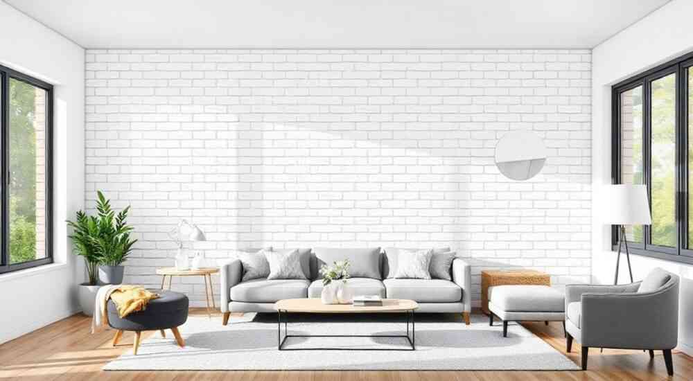 Белая кирпичная стена в интерьере гостиной с чем сочетается