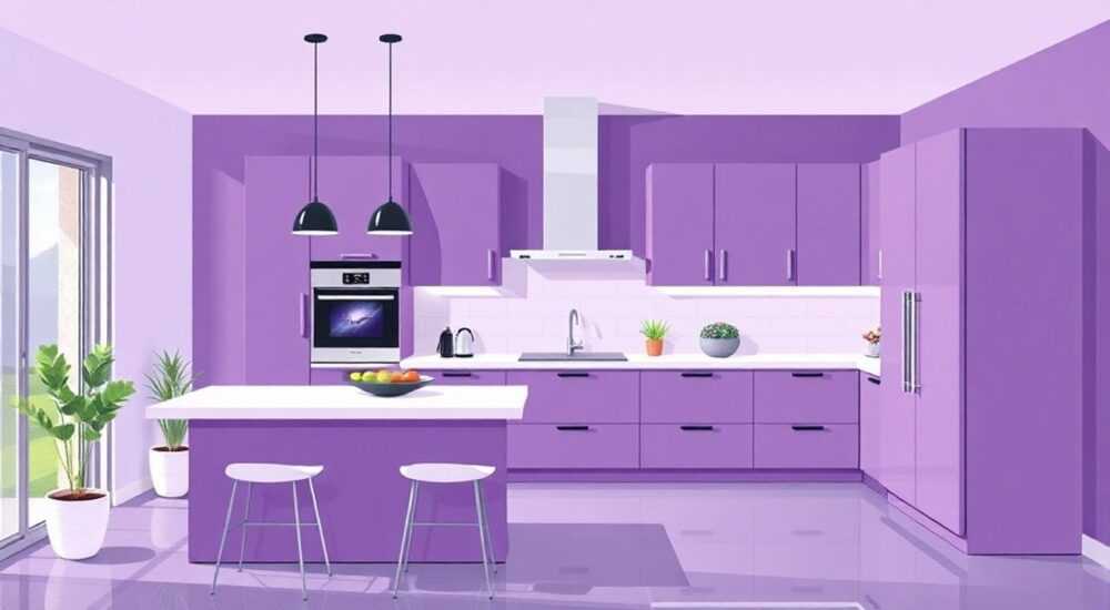 Как использовать фиолетовый цвет в интерьере кухни