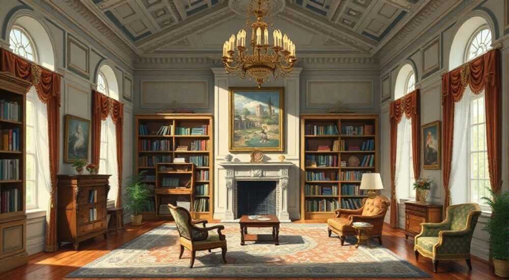 Внимательно рассмотрите репродукцию картины жуковского интерьер библиотеки помещичьего дома какое