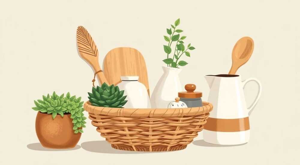 Что положить в плетеную корзину для декора на кухне