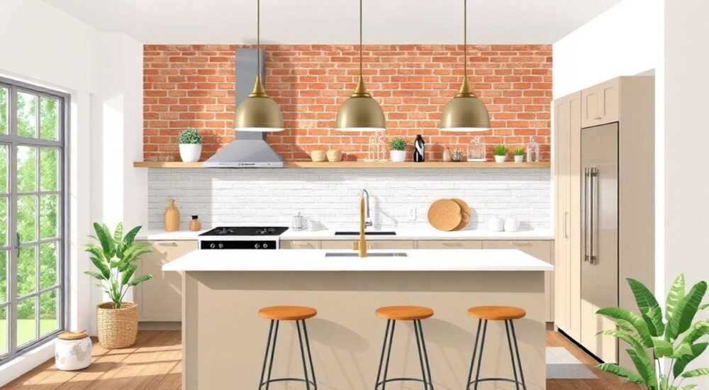 Декор кухни из декоративного кирпича фото