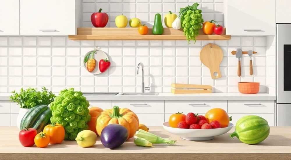 Искусственные овощи и фрукты для декора кухни