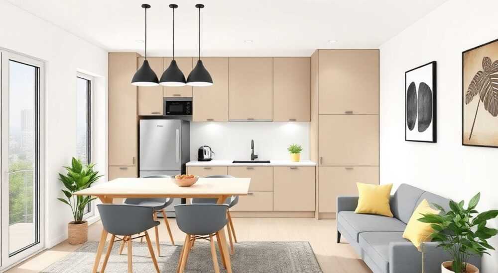 Интерьер современной кухни в квартире 12 кв